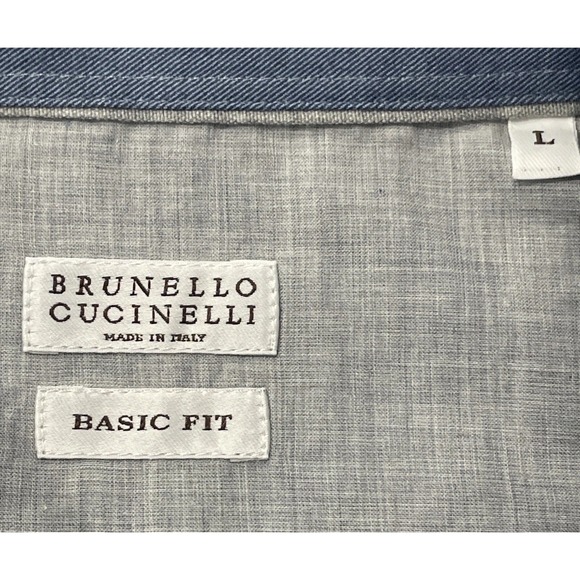 Brunello Cucinelli Basic Fit Button Down Shirt Blue Long Sleeve Luxury Italy Lg‎ - Picture 10 of 16